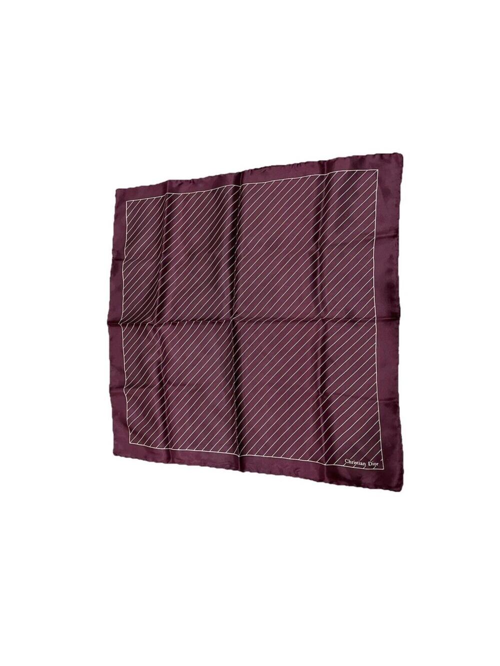 Christian Dior Monsieur Vintage Silk Square Neck Tie Scarf 18” x 18” Burgundy